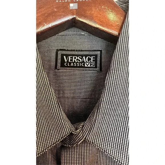 Versace Classics V2 Italian Design Men’s 17 1/2 44 Button Down Cotton Shirt - Picture 4 of 12